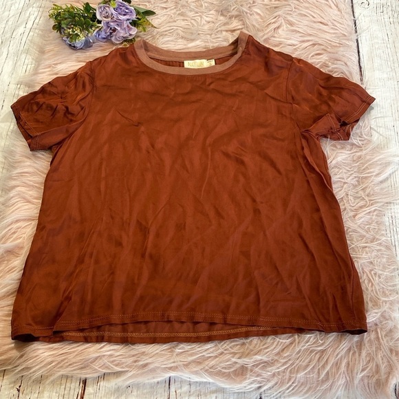 Nation LTD Burnt Orange Marie Silky Short Sleeve Tee sz S - Picture 1 of 9